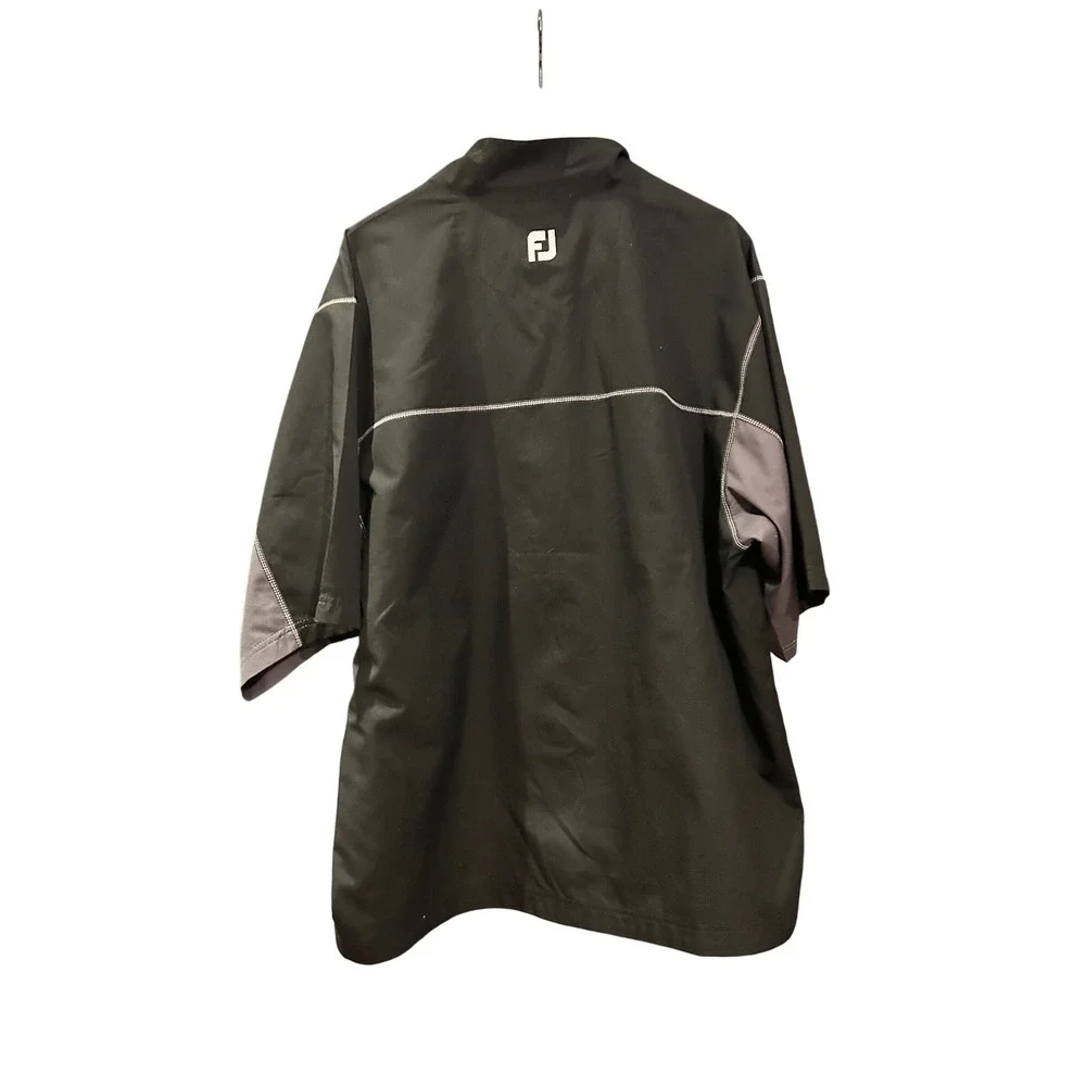 FootJoy Mens Golf Windshirt Quarter Zip Short Sleeve Black Grey Pullover‎ Large